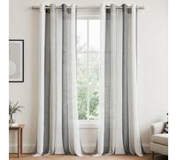 MRTREES 2 Pièces de Rideaux Voilage Blanc et Gris Noir 140x260 cm Fils Teints Rayé à Oeillets Rideau CuisineTamisant Élégant pour Porte-Fenêtre Décoration de Salon Chambre Baie Vitrée