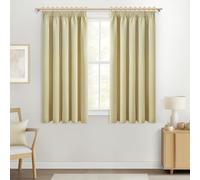 MRTREES Lot de 2 Rideaux Occultant et Thermique Biscuits Beige Court 140x175cm (LXH) Rideau Isolant Thermique Chambre Adulte Moderne avec Ruban Froncer pour Salon Cuisine