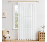 MRTREES Rideau avec bande fronce 300 cm de Large 160 cm de Haut rideau blanc voile léger semi-transparent moderne décoratif pour fenêtre, salon, chambre à coucher, cuisine, rideau baie vitrée, 1 pièce