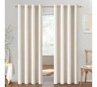 MRTREES Rideau Salon Moderne Lot de 2 Semi Occultant-Rideau Thermique Isolant Anti Froid et Chaleur pour Chambre Fenetre Porte Panneaux de Rideaux Intérieurs à Oeillets, Beige Clair, 140x220 cm