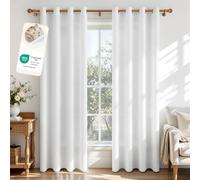 MRTREES Rideau Voilage Blanc en Lin Semi-Transparent, Lot de 2, 140x225 cm | Rideau à Oeillets pour Fenetre, Salon Moderne, Chambre Adulte, Baie Vitrée, Panneaux de Rideaux Voilages Intérieurs, OEKO-TEX