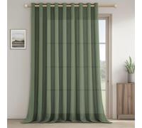 MRTREES Rideau Voilage Vert Olive Grande Largeur 300x240 CM, Rideaux Voilage en Lin Rideau Intérieurs Semi-Translucides à Oeillets pour Chambre Salon Salle a Manger, 1 Pièce