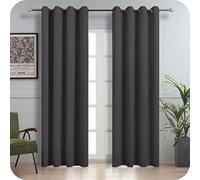 MRTREES Rideaux 100% Occultant - Rideau Chambre Enfant en Tissue Epaissi Anti-Lumière Opacité Absolue Rideau Phonique Anti Bruit, Gris Foncé, 140x225cm(L×H), 2Pcs