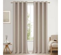 MRTREES Rideaux Occultants Thermiques Isolants Anti Froid et Chaleur Anti Bruit pour Fenetre Chambre Adulte Salon Lot de 2 Rideau Opaque Occultant Lin Naturel à Oeillets, 140x260 CM