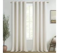 MRTREES Rideaux Occultants Thermiques Isolants Anti Froid et Chaleur Anti Bruit pour Fenetre Chambre Adulte Salon Lot de 2 Rideau Opaque Occultant Lin à Oeillets, 140x260 CM, Blanc Ivoire
