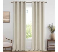MRTREES Rideaux Occultants Thermiques Isolants Anti Froid et Chaleur Anti Bruit pour Fenetre Chambre Adulte Salon Lot de 2 Rideau Opaque Occultant Lin à Oeillets, 140x260 CM, Naturelle