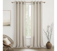 MRTREES Rideaux Voilage Grande Hauteur 140x260cm Rideau Salon Beige Effet Lin Semi-Transparent à Oeillets Lot de 2 Panneaux de Rideaux Voilages Intérieurs Décoratif Porte Fenetre Cuisine Chambre