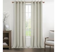 MRTREES Rideaux Voilage Grande Hauteur 140x260cm Rideau Salon Lin Naturel Translucides à Oeillets Lot de 2 Panneaux de Rideaux Voilages Intérieurs Décoratif Porte Fenetre Cuisine Chambre