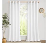 MRTREES Rideaux Voilages Intérieurs Semi-Transparent Passer Lumière Rideau Voile Blanc Effet Lin à Oeillets pour Porte Fenetre Chambre à Coucher Salon, 140x260 CM, 2 Pièces
