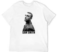MRUDM Sam Smith T-Shirt English Singer-Songwriter Samuel Frederick Print White Mens