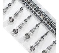 MRVAKDYDI Bordure en Dentelle avec Pompons, Garniture à Franges perlées à Pompons for Rideaux, Abat-Jours, Tissus d'ameublement, Multicolore, 3 mètres(Grey)