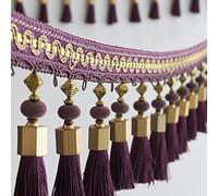 MRVAKDYDI Bordure en Dentelle avec Pompons, Rideau en Polyester perlé à Franges et Pompons Multicolores, 1 mètre(Purple)