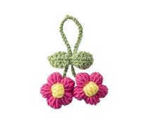MRVAKDYDI Fleur Artificielle tricotée à la Main, Handmade Knitted Crochet Flower Pendant Multicolor Car Bag Hanging Decor Accessory(S16 11x7cm)
