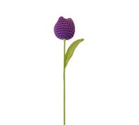 MRVAKDYDI Fleur Artificielle tricotée à la Main, Knitted Tulip Crochet Flower Bouquet Multicolor Home Table Wedding Decoration(Deep Purple)