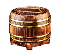 MRVAKDYDI Hangiri en Bois pour Riz à Sushi, Bol de Refroidissement en Bois for Riz à Sushi avec Couvercle Anti-brûlure et Bande de cuivre for mélanger Le Riz à Sushi(Carbon Color,20cm)