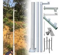 MRVAKDYDI Mât pour caméra de vidéosurveillance, Heavy Duty Security Camera Pole with Mounting Arms, Adjustable for Dome PTZ CCTV, White, Multiple Sizes(H 600cm/19.6ft(3 Sections))
