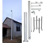 MRVAKDYDI Mât pour caméra de vidéosurveillance, Universal Galvanized Steel Surveillance Camera Pole White 2.5-6m with Lightning Rod(Tall 11.4ft/3.5m)