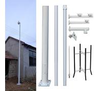 MRVAKDYDI Mât pour caméra de vidéosurveillance, Universal Galvanized Steel Surveillance Camera Pole White 2.5-6m with Lightning Rod(Tall 18ft/5.5m)