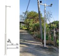 MRVAKDYDI Mât pour caméra de vidéosurveillance, Vertical Surveillance Pole with Brackets Galvanized Steel White Multi Sizes Outdoor CCTV(H 450cm/14.8ft(3 Sections))