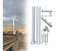MRVAKDYDI Mât pour caméra de vidéosurveillance, White Outdoor Security Cam Mount Pole, Solar Bracket, Ground Cage, Wire Hole, 8.2-19.6ft(H 500cm/16.4ft(3 Sections))