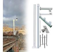 MRVAKDYDI Mât pour caméra de vidéosurveillance, White Outdoor Security Cam Mount Pole, Solar Bracket, Ground Cage, Wire Hole, 8.2-19.6ft(H 250cm/8.2ft(2 Sections))