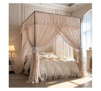 MRVAKDYDI Moustiquaire pour lit Double, Cadre de lit à baldaquin, Rideaux à Trois Ouvertures latérales, moustiquaire Multicolore, Plusieurs Tailles(Beige,W 78.7" x L 59.1" (1 Panels))