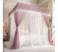 MRVAKDYDI Moustiquaire pour lit Double, Moustiquaire 4 poteaux d'angle avec Cadre 3 Ouvertures for lit Multicolore Plusieurs Tailles 2 pièces(Brown,200x220cm)