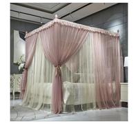 MRVAKDYDI Moustiquaire pour lit Double, Moustiquaire à 4 poteaux, Cadre de lit, Double Couche, Multicolore, Plusieurs Tailles, 2 pièces(Pink,180x220cm)