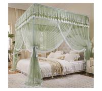 MRVAKDYDI Moustiquaire pour lit Double, Moustiquaire Debout, Ciel de lit, 4 poteaux d'angle, 3 Ouvertures, Multicolore, Plusieurs Tailles(Green,W 78.7" x L 59.1" (1 Panels))