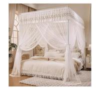 MRVAKDYDI Moustiquaire pour lit Double, Moustiquaire Debout, Ciel de lit, 4 poteaux d'angle, 3 Ouvertures, Multicolore, Plusieurs Tailles(White,W 78.7" x L 59.1" (1 Panels))