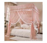 MRVAKDYDI Moustiquaire pour lit Double, Moustiquaire Debout, Ciel de lit, 4 poteaux d'angle, 3 Ouvertures, Multicolore, Plusieurs Tailles(Pink,W 78.7" x L 59.1" (1 Panels))