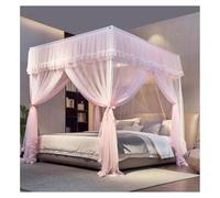 MRVAKDYDI Moustiquaire pour lit Double, Moustiquaire lit à baldaquin Rideau Trois Ouvertures latérales Dentelle Multicolore Plusieurs Tailles(Pink,W 78.7" x L 70.9" (1 Panels))