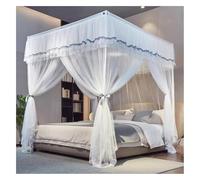 MRVAKDYDI Moustiquaire pour lit Double, Moustiquaire lit à baldaquin Rideau Trois Ouvertures latérales Dentelle Multicolore Plusieurs Tailles(White,W 78.7" x L 70.9" (1 Panels))