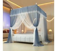 MRVAKDYDI Moustiquaire pour lit Double, Rideau à baldaquin de lit à 4 Coins avec Cadre, Trois Ouvertures, Multicolore, Plusieurs Tailles(Dark Blue,2 x 2.2m)