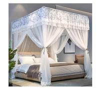 MRVAKDYDI Moustiquaire pour lit Double, Rideau à baldaquin de lit à 4 Coins, moustiquaire à 3 Ouvertures, Multicolore, Plusieurs Tailles(White,W 78.7" x L 70.9" (1 Panels))