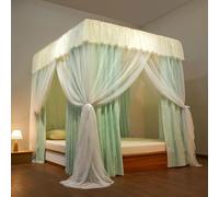 MRVAKDYDI Moustiquaire pour lit Double, Rideau à baldaquin de lit à 4 poteaux d'angle avec 3 Ouvertures et Filet, Multicolore, Plusieurs Tailles(Green,2 x 2.2m)