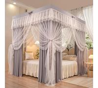 MRVAKDYDI Moustiquaire pour lit Double, Rideau à baldaquin Multicolore for Lits 1,5x2m-2x2,2m(Grey,1.8 x 2.2 m)