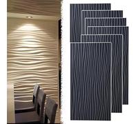 MRVAKDYDI Papier peint imitation brique, 3D Decorative Wavy Textured Wall Panels PU Multicolor 60x120cm(Dark Black)
