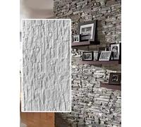 MRVAKDYDI Papier Peint Imitation Brique, 3D Faux Stone Panel 7Colors 2x3.9ft WaterproofDurable IndoorOutdoor PatioBathroomLobbyHotel(White,6pcs)