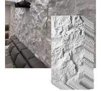 MRVAKDYDI Papier peint imitation brique, 3D Stone Wall Art Panels PU Waterproof Fire Retardant Multicolor 0.6x1.2m Indoor Outdoor(White,8pcs)