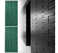 MRVAKDYDI Papier Peint Imitation Brique, 3D Wall Panels Wood Grain Textured PU Wall Cladding Waterproof Interior Exterior Multicolor 2/6/10 pcs(Green,2pcs)