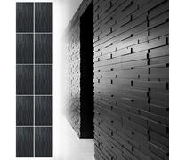MRVAKDYDI Papier Peint Imitation Brique, 3D Wall Panels Wood Grain Textured PU Wall Cladding Waterproof Interior Exterior Multicolor 2/6/10 pcs(Black,10pcs)