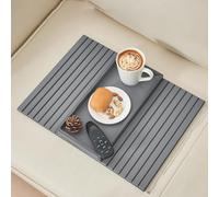 MRVAKDYDI Plateau pour accoudoir de canapé, Plateau de Bras de canapé en Bambou avec boîte de Rangement Multicolore 18x13,2 Pouces(Grey)