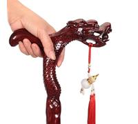 MRVAKDYDI poignée brûlée à la Main, Canne de Marche en Bois avec tête de Dragon, poignée Ergonomique, fabriquée à la Main, Unisexe, 83-95 cm(89cm/35.04in)