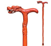 MRVAKDYDI poignée brûlée à la Main, Canne de Marche en Bois sculpté à la Main, Motif tête de Dragon, Marron, 68,5 à 91,5 cm (27 à 36 Pouces), for Hommes et Femmes.(Brown,70cm/27.6in)