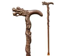 MRVAKDYDI poignée brûlée à la Main, Canne de Marche en Bois sculptée à la Main, ornée d'une tête de Dragon et dotée d'un Embout en Caoutchouc, 70-92 cm