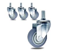 MRVAKDYDI roulettes industrielles en Caoutchouc Plein, roulettes pivotantes en Caoutchouc de 75 mm avec Frein, Paquet de 4, capacité de Charge de 300 kg, M14/M16(Swivel,M16)