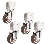 MRVAKDYDI roulettes industrielles en Caoutchouc Plein, roulettes pivotantes en Caoutchouc en Forme de U avec Freins Noires 18-22 mm Paquet de 4(Universal,18mm/0.7in)