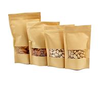 MRVAKDYDI Sacs à Pain en Papier pour Pain Maison, 50 sachets Kraft avec fenêtre, Fermeture Zip, thermoscellables, Format Stand-up, 16 Tailles Disponibles for la Conservation des Aliments(9x14cm)