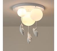 MRVAKDYDI Suspension Vintage, Plafonnier Suspendu en Forme d'ours Polaire avec 3 Boules de Verre Multicolores for Chambre d'enfant, Cuisine et Chambre à Coucher(D)